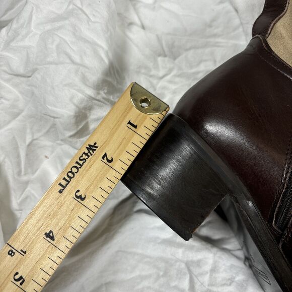 Coach Olivia Riding Boots Tan Suede Brown Leather 6‎ B Stacked Heel - Picture 11 of 16